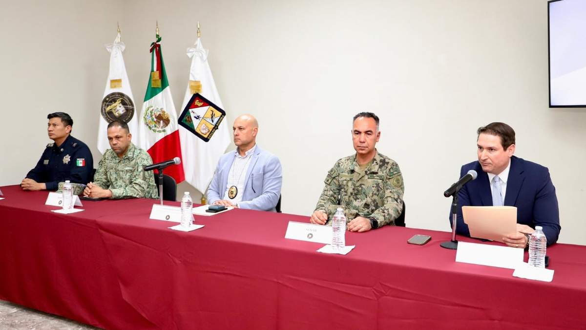 Autoridades de la Fiscalía estatal, Sedena, Semar y SSP de la entidad informan de la captura de Ramsés Damián, objetivo prioritario