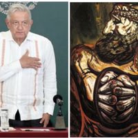 AMLO recuerda a Jesús con la obra de Siqueiros y destaca su "preferencia por los pobres"