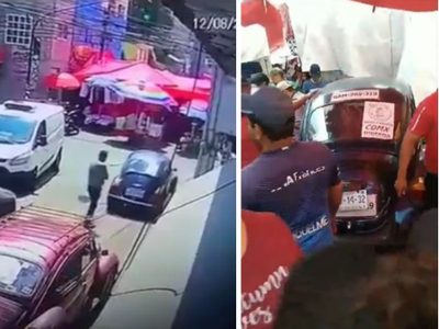 Vocho conducido por una menor de edad arrolla puestos de un tianguis y deja cuatro heridos (Video)