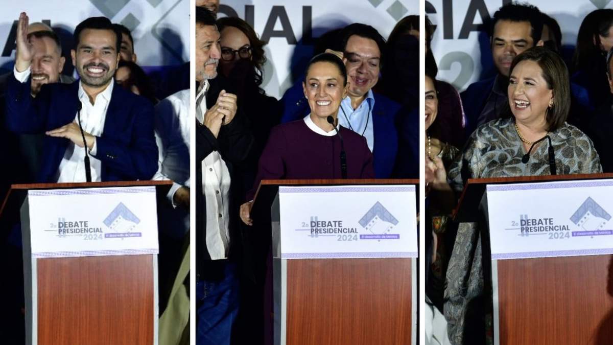 Los tres aspirantes, a la salida del debate