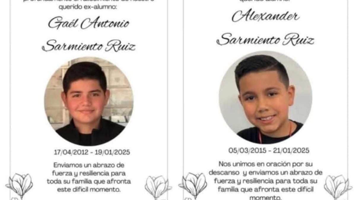 El obituario publicado por la escuela donde estudiaron los menores Gael y Alexander