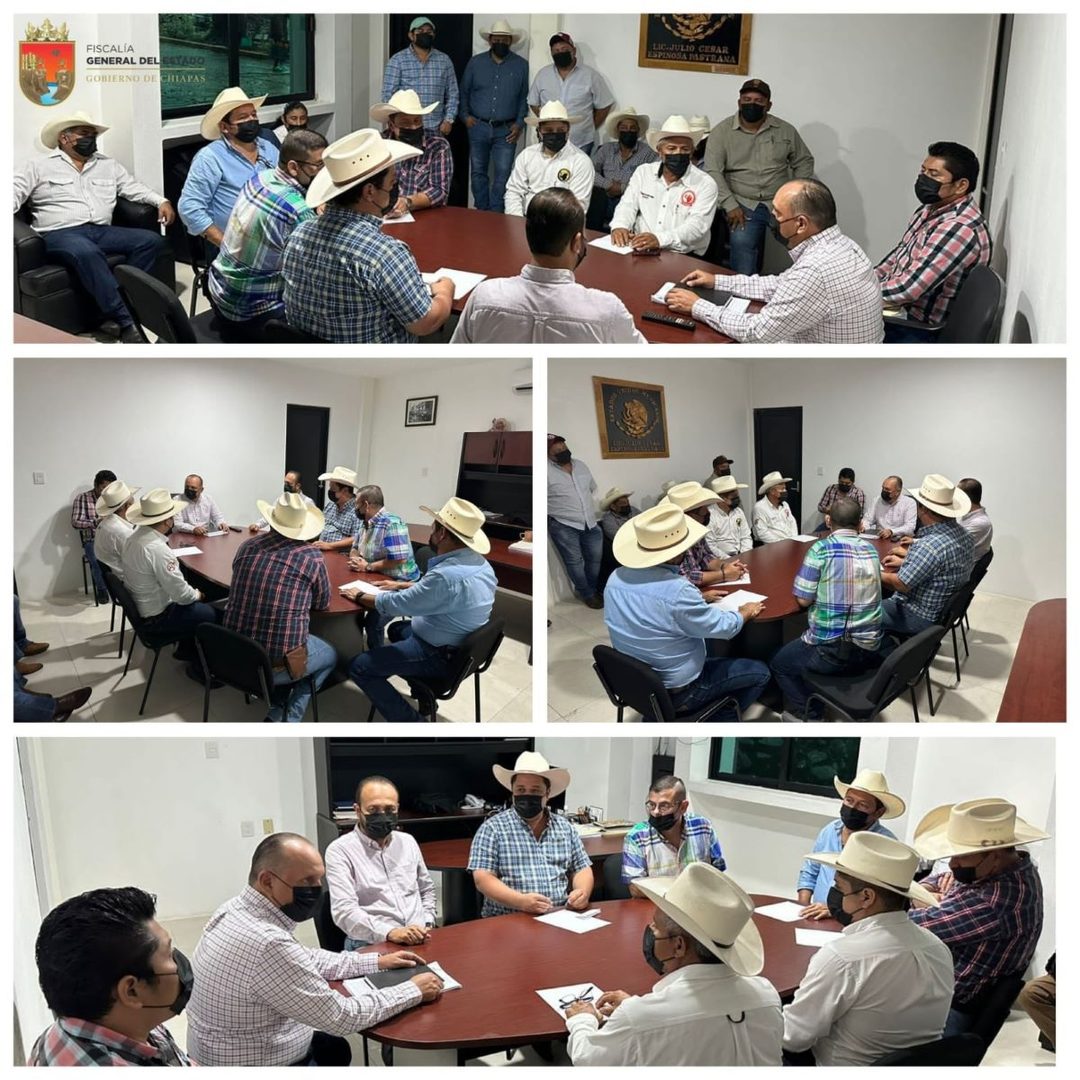 Reunión del gobierno con ganaderos de Juárez, Chiapas, para pedir justicia por la muerte del ganadero Leónidas Torres