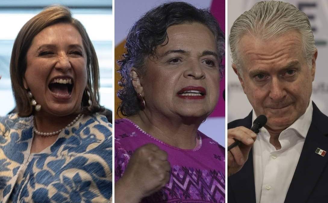 Candidatos Xóchitl Gálvez, Beatriz Paredes y Santiago Creel