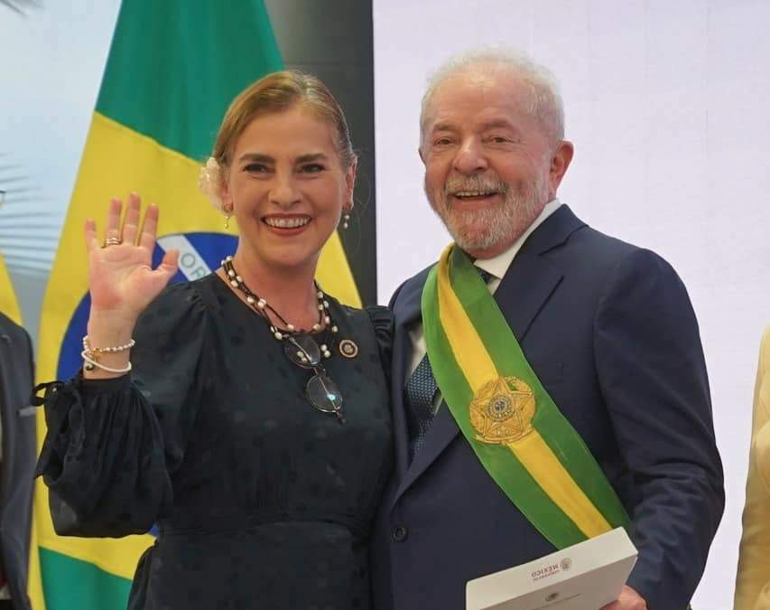 La esposa del presidente López Obrador y el mandatario brasileño