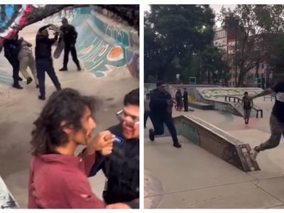Policías golpean a jóvenes y les apuntan con sus armas en operativo en skatepark (Video)