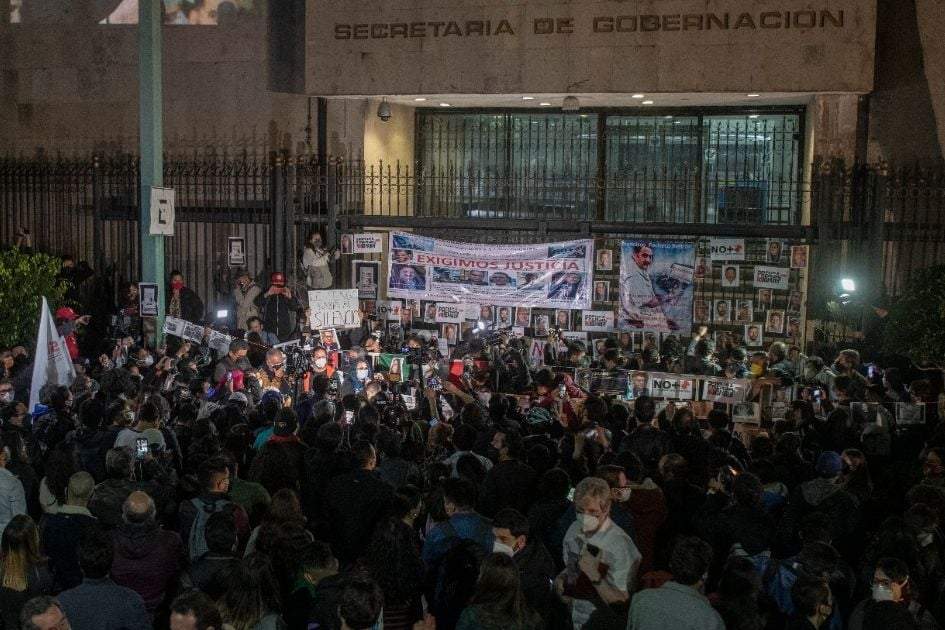 En imagen de archivo, una manifestación de periodistas en la Secretaría de Gobernación