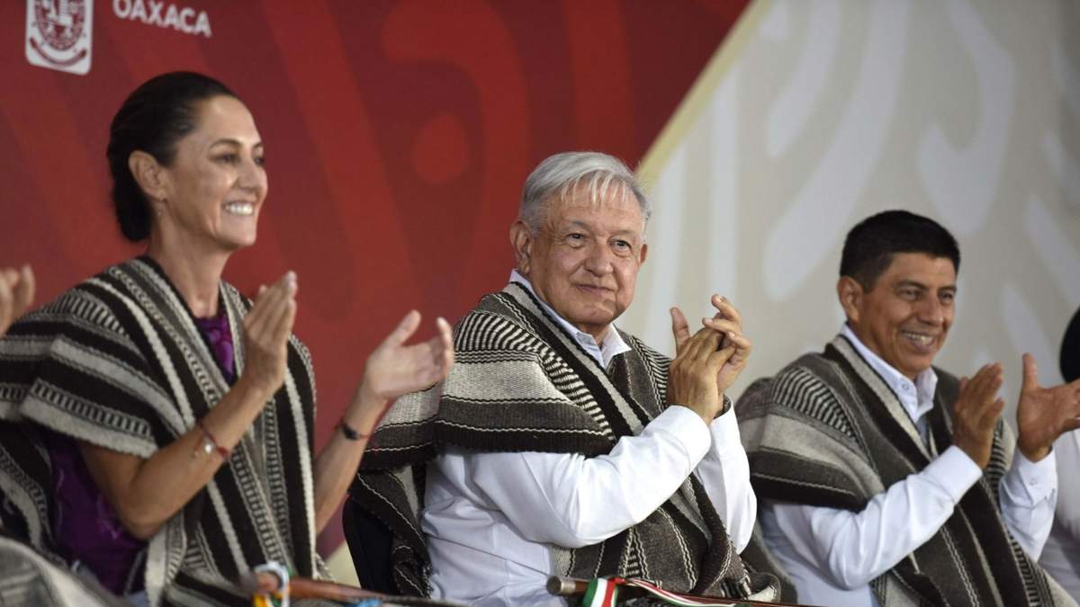 Sheinbaum, AMLO y el gobernador Salomón Jara