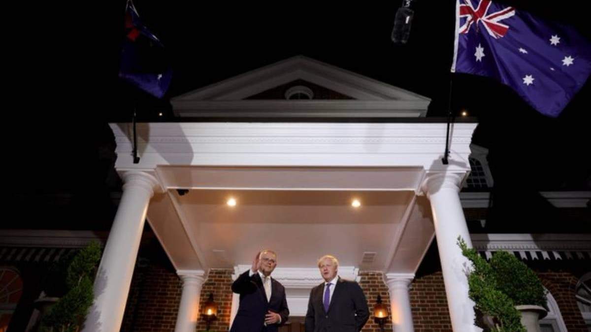 El primer ministro de Australia, Scott Morrison, y su homómolo de Reino Unido, Boris Johnson