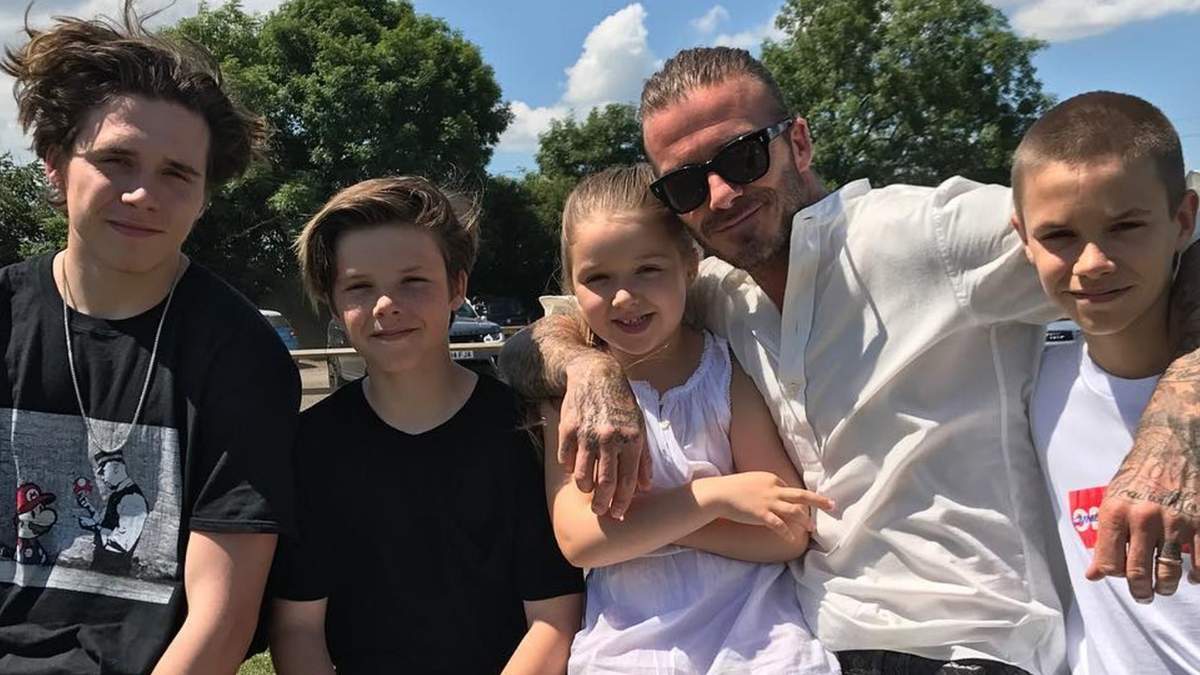 David Beckham y sus hijos. Fuente: (Instagram)