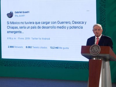 AMLO exhibe a Quadri por critica a estados pobres y dice: hay que superarse, no aspirar a ser fifí