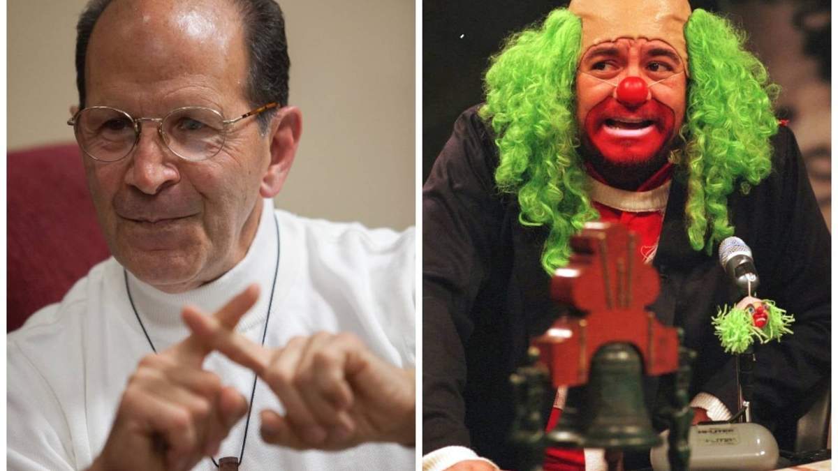 El padre Alejandro Solalinde y Víctor Trujillo en su personaje Brozo