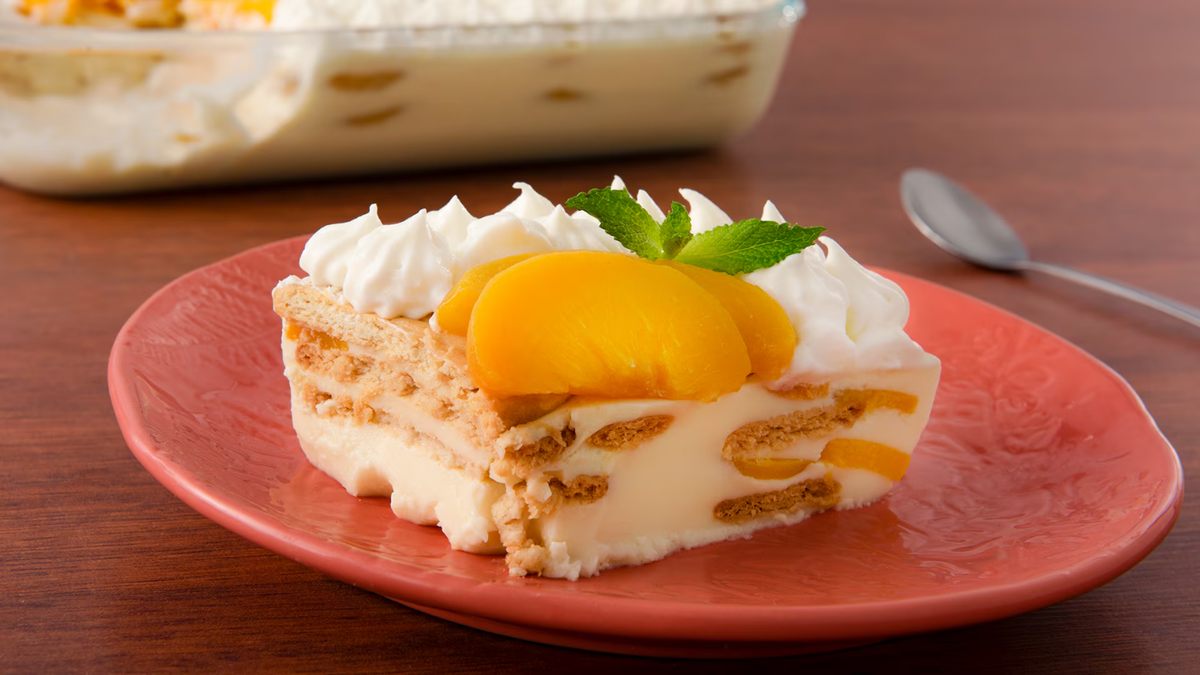 Postre de durazno. Fuente: (Instagram)