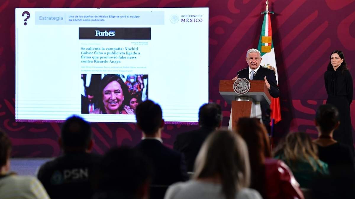 El presidente López Obrador en una de las conferencias en las que se mencionó a Xóchitl Gálvez