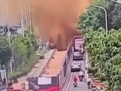 Cae “lluvia de heces fecales” tras la explosión de una tubería en una avenida (Video)