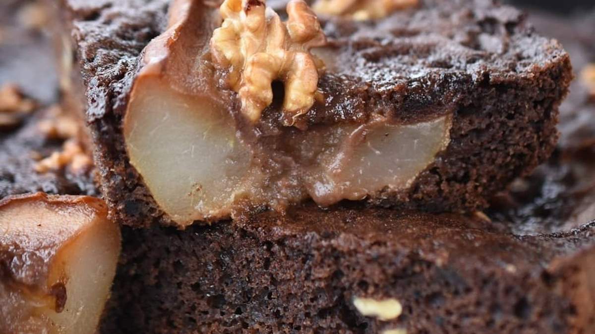 Brownie de peras. Fuente: (X)