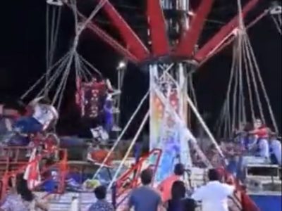 Sillas voladoras chocan y se enredan en feria de Tabasco; hay lesionados (Video)