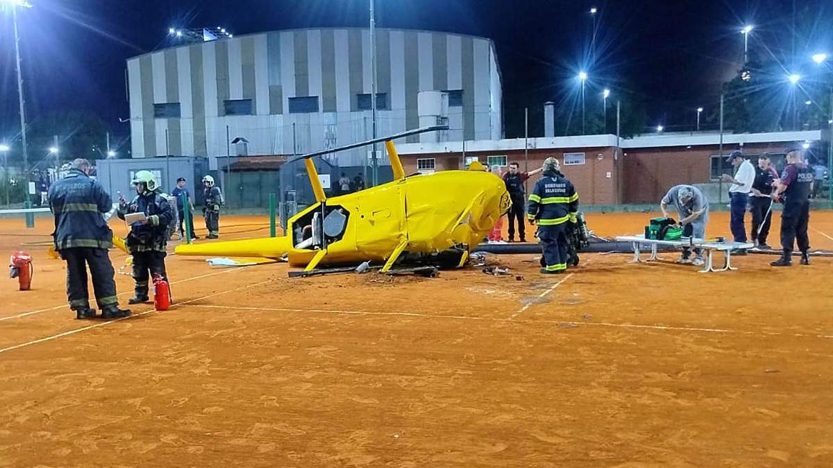 Un helicóptero provocó pánico al caer sobre unas canchas de tenis en Palermo