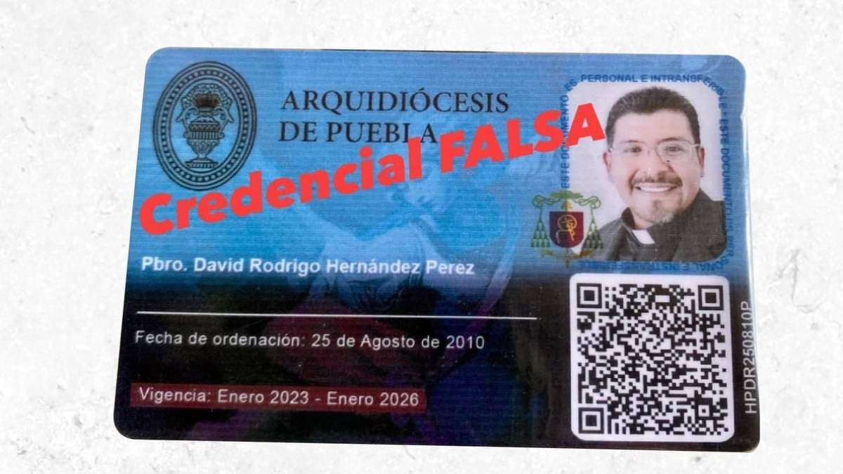 Credencial falsa de supuesto sacerdote