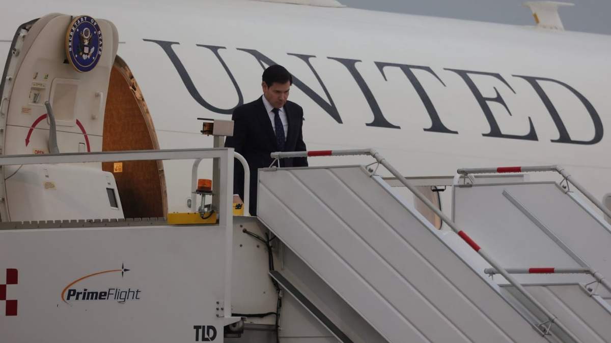 Llegada del secretario de Estado de Estados Unidos, Marco Rubio, al Aeropuerto Internacional Felipe Ángeles