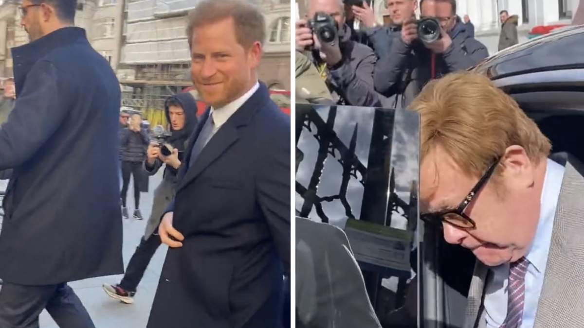 El príncipe Harry y Elton John a su llegada al tribunal
