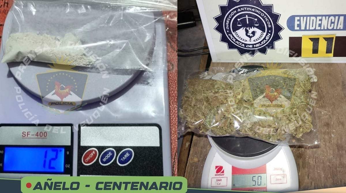 Parte de la droga secuestrada a la banda de narcomenudeo. Fuente (Policía de Neuquén)