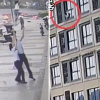 Un hombre salva a una niña que cayó de un quinto piso (Video)