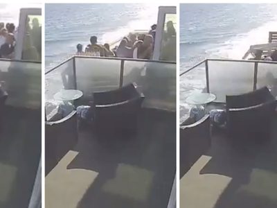 Se desploma un balcón con 15 personas en playa Malibú, California (Video)