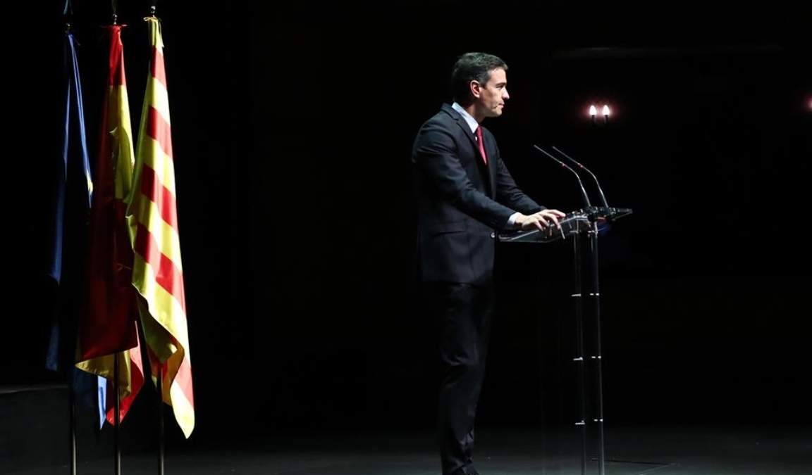 Pedro Sánchez, durante su intervención en la conferencia "Reencuentro: un proyecto de futuro para toda España".