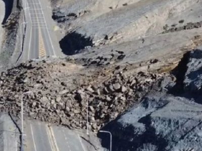 Derrumbe del Cerro de la Virgen: habilitan camino de desvío a la vera del río Curi Leuvu