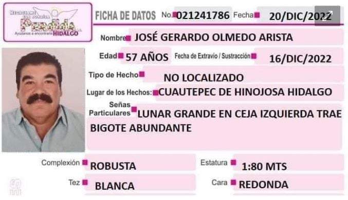 Ficha de búsqueda de Gerardo Olmedo, “El Cochiloco”