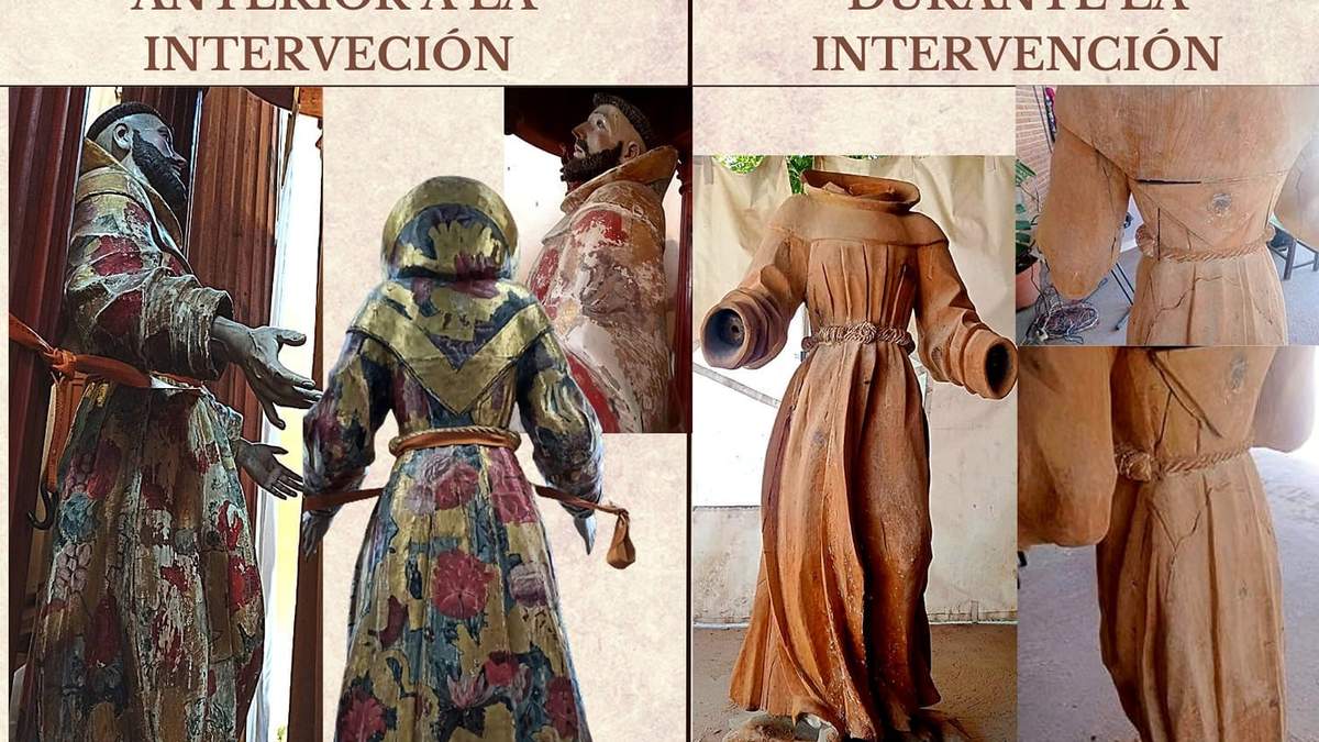 La escultura antes y después de la fallida intervención