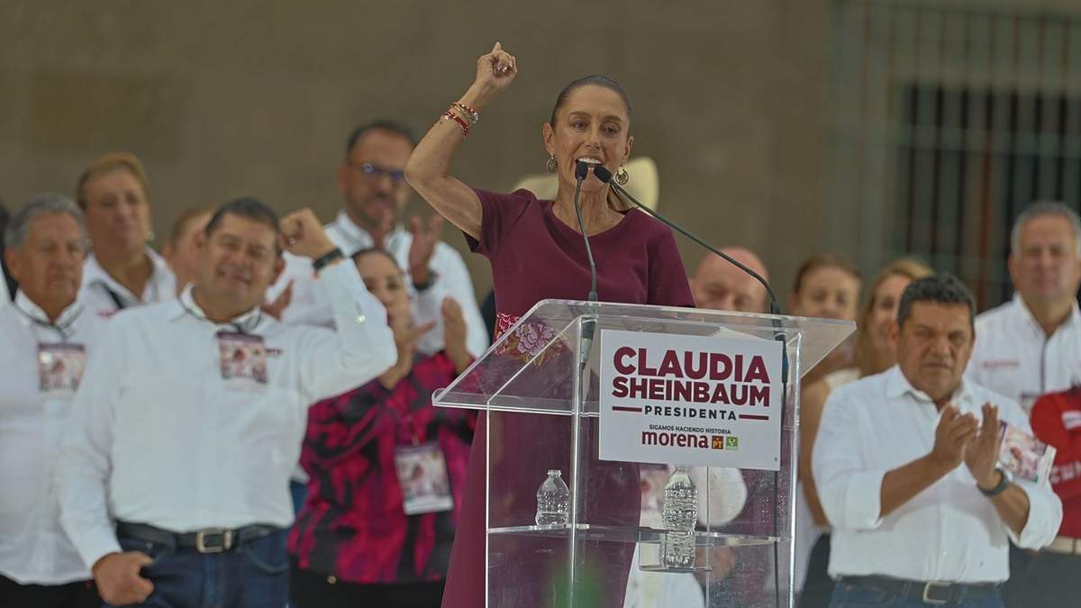 La candidata morenista en su discurso