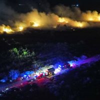 Con la ayuda de drones controlaron un incendio de pastizales en Rincón de los Sauces