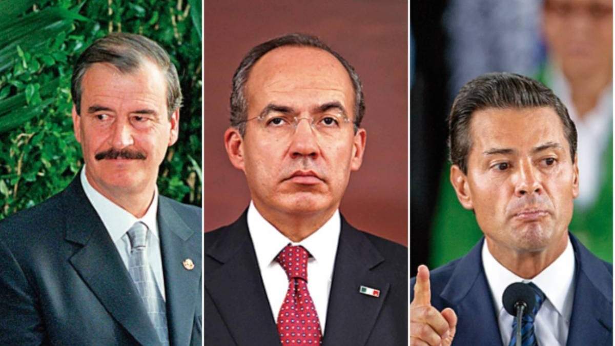 Los expresidentes Vicente Fox, Felipe Calderón y Enrique Peña