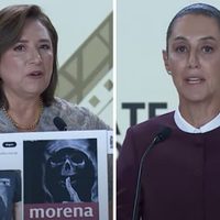 Xóchitl exhibe gráfico de la “Santa Muerte”; Sheinbaum señala “narcogobierno” de Calderón