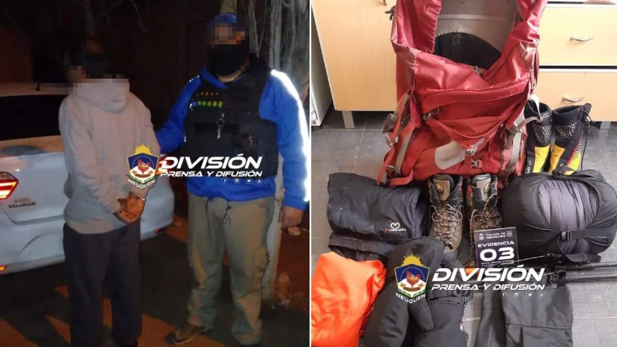 Un demorado y elementos secuestrados por la Policía de Neuquén. Fuente: (Facebook)
