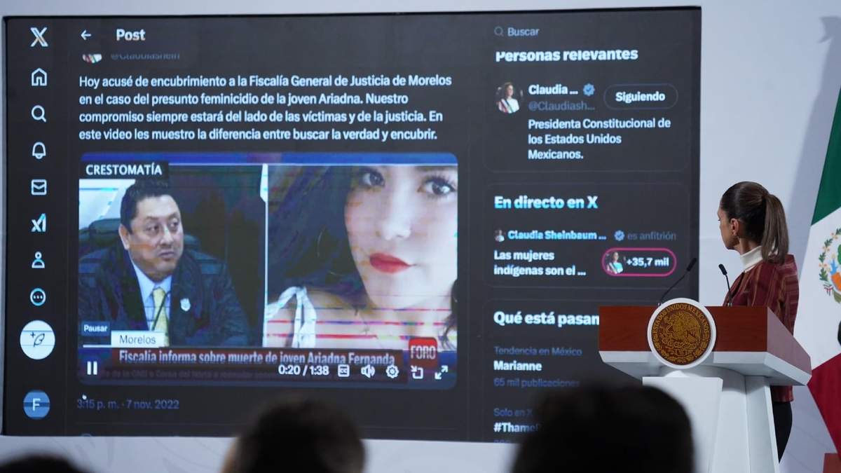 Claudia Sheinbaum habla sobre el caso de feminicidio de Ariadna, el cual también llevó el fiscal Carmona, cuando Sheinbaum aún era jefa de Gobierno de la CDMX