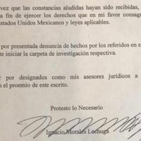 Morales Lechuga prepara posible querella; pide copia del testimonio del colombiano