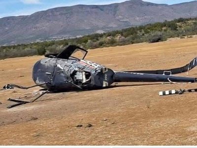 Helicóptero se desploma en la carrera Baja 500, en Ensenada; hay dos lesionados