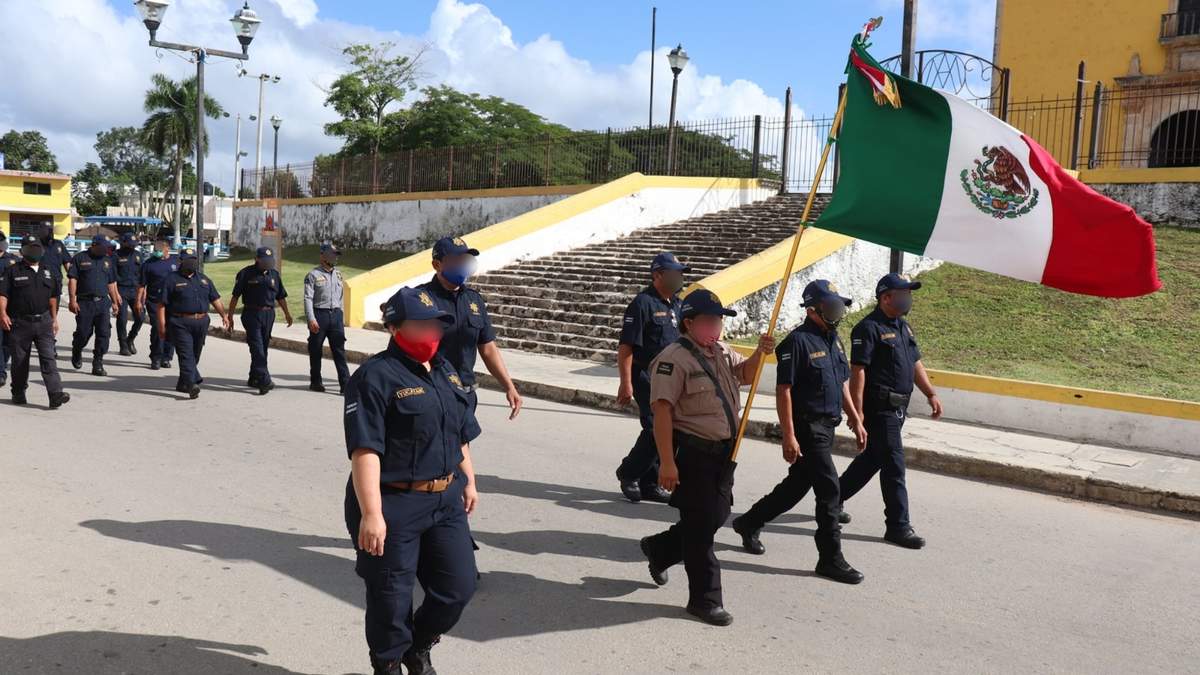 Policías del municipio de Tecoh, en Yucatán