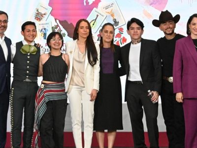 Majo Aguilar y Junior H sorprenden en la Mañanera para presentar la segunda edición de México Canta junto a Sheinbaum