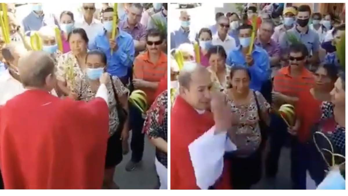 El video en el que el religioso le quita la mascarilla a una mujer