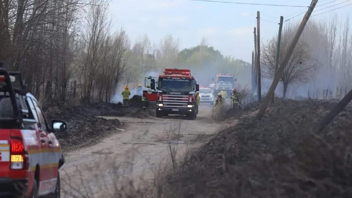 Inmensa tarea de los Bomberos para controlar el fuego. Fuente (Sebastián Fariña)