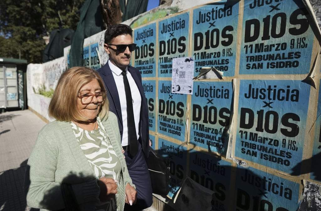 Rita Maradona llega al juzgado para testificar en el juicio por el presento homicidio negligente de su hermano, Diego Armando. San Isidro, Argentina, 3 abril 2025