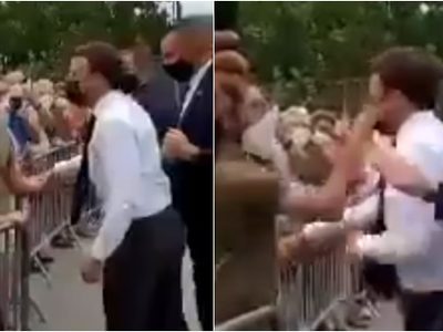 Emmanuel Macron es abofeteado por un hombre durante una visita oficial (VIDEO)