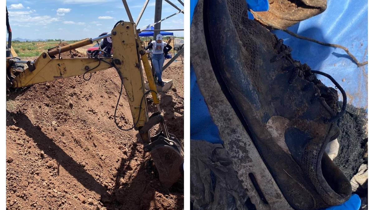 El colectivo rentó una retroexcavadora para buscar los cuerpos