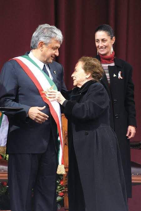 Rosario Ibarra de Piedra con AMLO y Claudia Sheinbaum