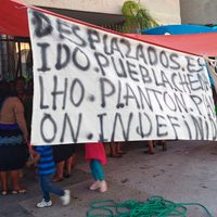 Con plantón, indígenas de Chenalhó exigen a Velasco poner fin al desplazamiento forzado