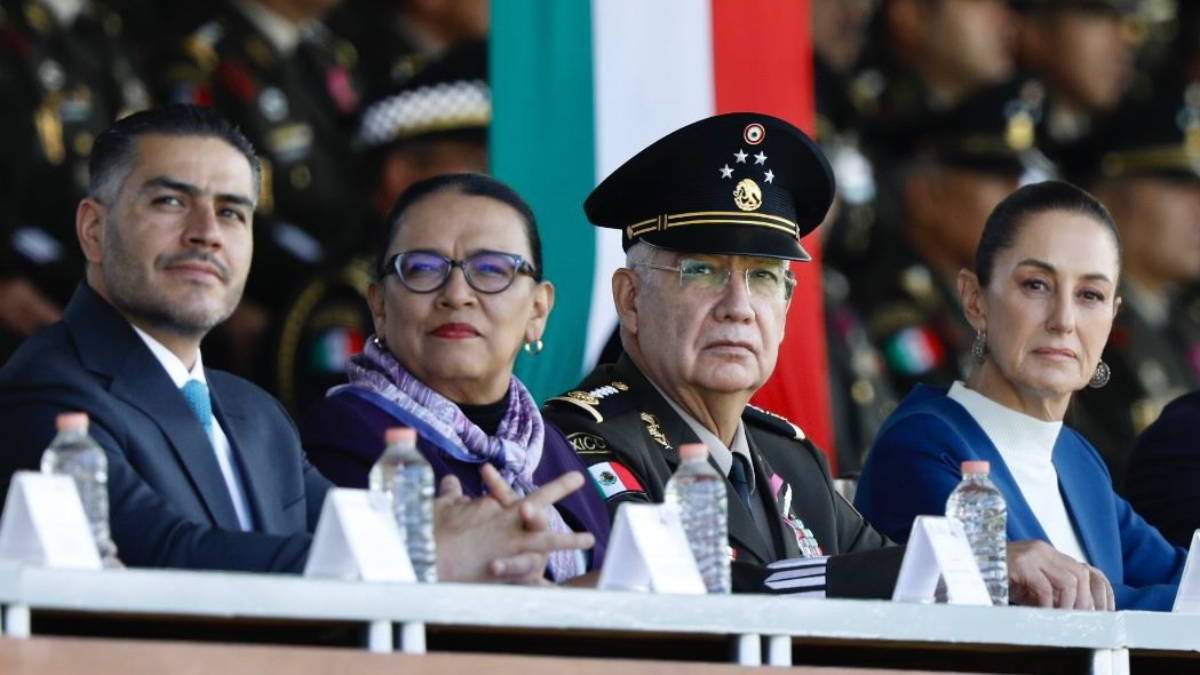 Omar García Harfuch, Rosa Icela Rodríguez, Ricardo Trevilla y Claudia Sheinbaum