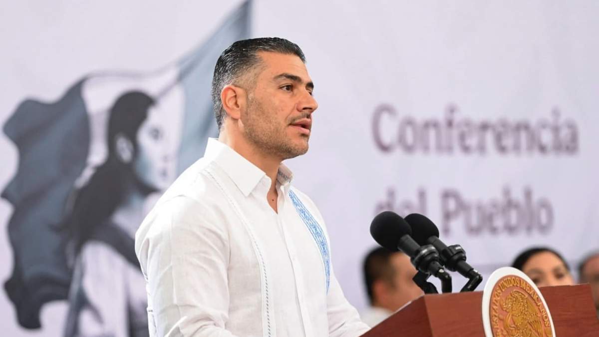 Omar García Harfuch en la conferencia matutina en Manzanillo
